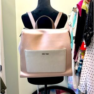Nine West leather mini backpack. Tan cream color.